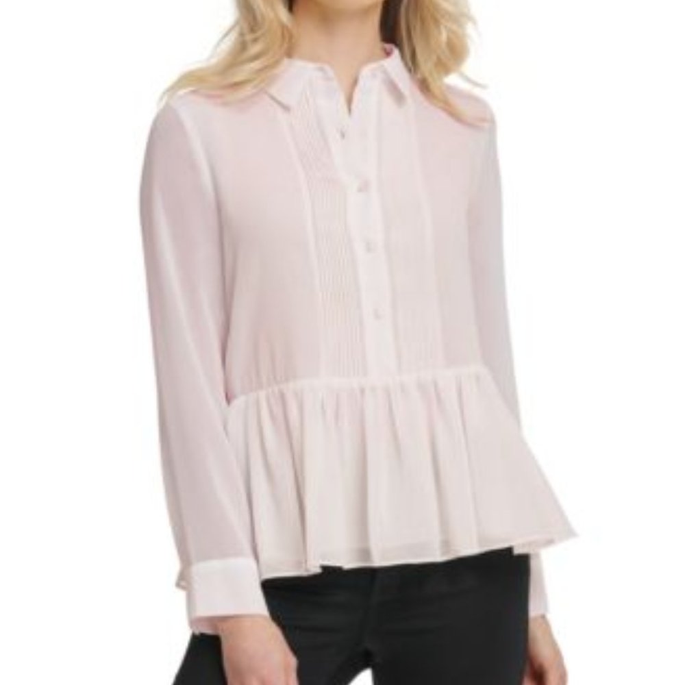 DKNY BLOUSE, Size Medium, Color Light Pink